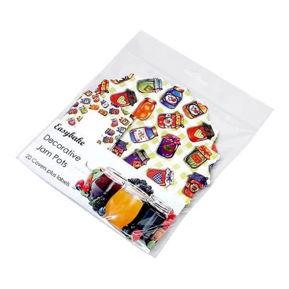 NJ Products Jam Pot Design Covers With Jam Jar labels