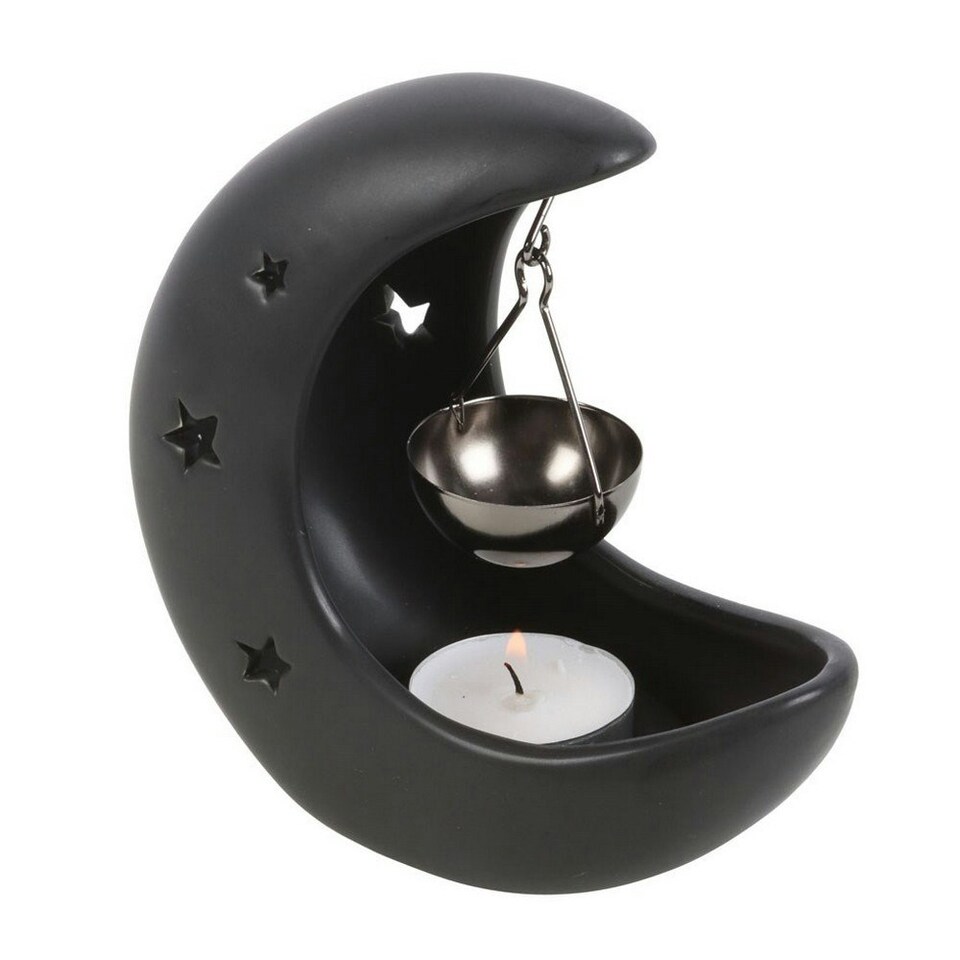 Something Different Crescent Moon Hanging Oil Burner - Black - One Size