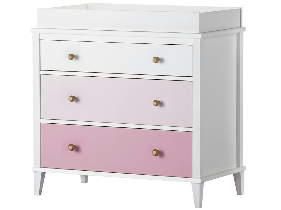 image 1 of Poppy 3 DRW Dresser with Changer White/Pink | White | White/Pink | One Size