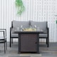 image 2 of Outsunny Outdoor Propane Fire Pit Table w/ Wind Screen & Glass Beads, Black