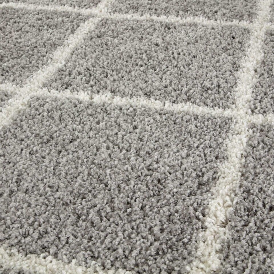 image 1 of The Rugs Moroccan Collection Soft High Pile Shaggy Diamond Floor Rugs and Runners Living Room