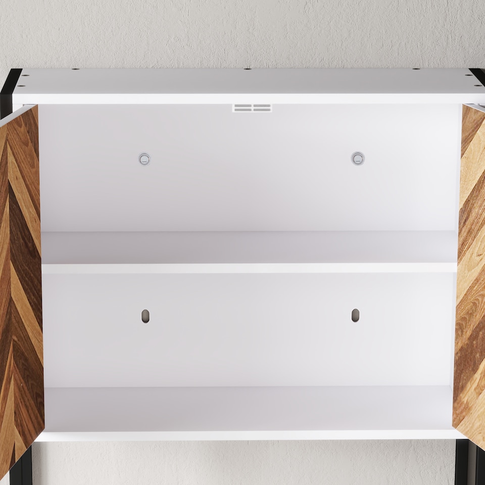image 1 of HOMCOM Bathroom Cabinet Wall Mounted, Bathroom Wall Cabinet Medicine Cabinet with 2 Doors, Adjustable Shelf, Walnut | Brown | Walnut brown