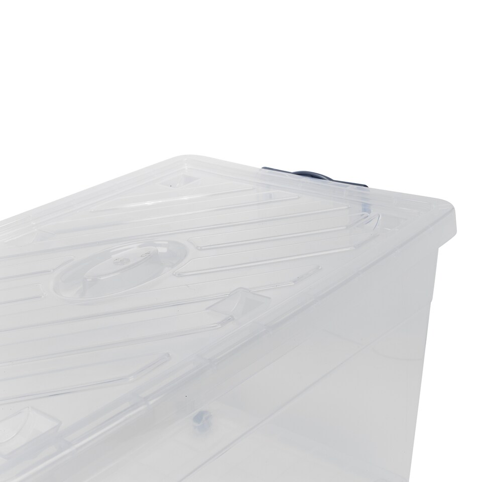 image 1 of URBNLIVING Clear Plastic Storage Box With Lid | Clear | 70 Litre - 2 Boxes