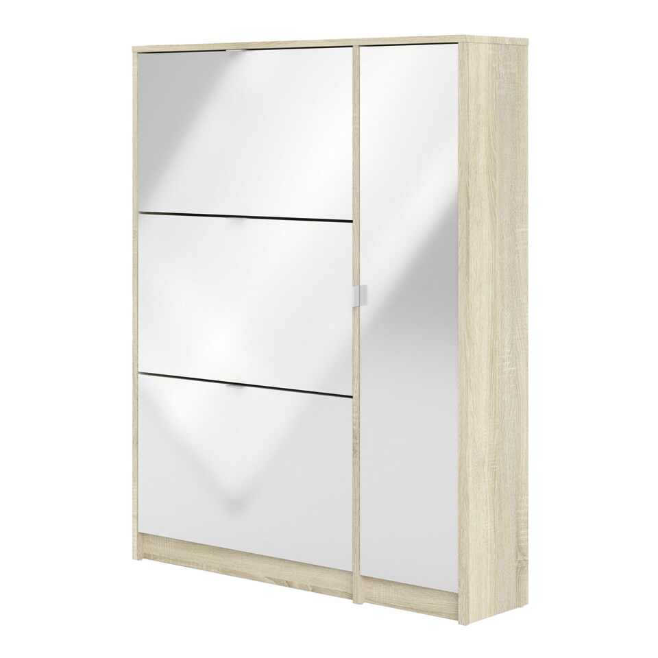 image 1 of Shoes Shoe Cabinet 3 Flip Down Doors and 2 layers 1 Door Oak structure