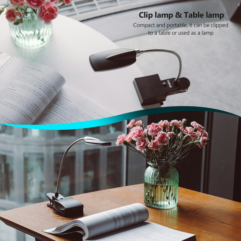 image 1 of USB & Battery Powered LED Lamp Light - Desktop or Clip On - Flexible Gooseneck for Keyboard, Reading, Hobby, or Work - Daffodil ULT300 | Silver