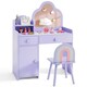 image 1 of COSTWAY Kids Vanity Table and Chair Set w/Mirror Purple