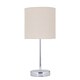 image 2 of Set of 2 Chrome Stick Table Lamps with Natural Linen Shades | Chrome | Brown | Medium | 2