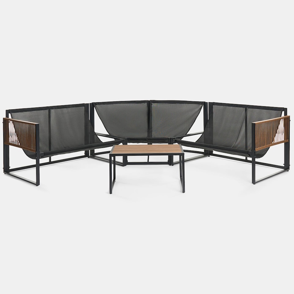 image 1 of OHS Santorini 5 Seater Corner Sofa Table Set Garden Patio Furniture | Black | Five Plus Seater
