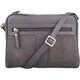 image 1 of Genuine Soft Leather Crossbody Shoulder Handbag with Suede Panelling Grey | Dark Grey