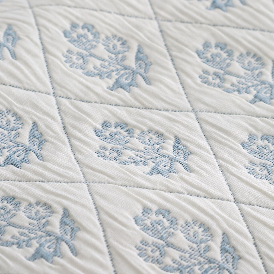 image 1 of D & D Block Floral Duvet Cover Set Blue