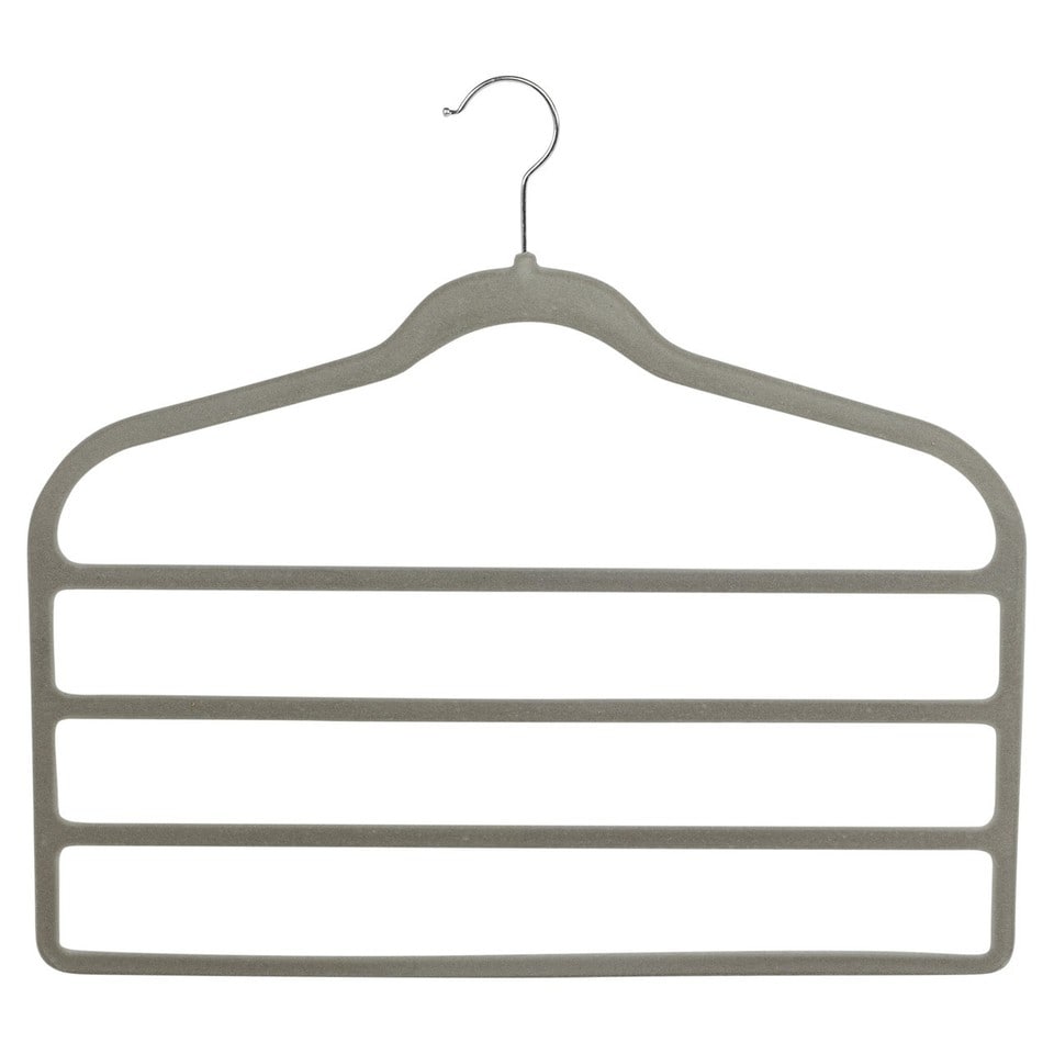 image 1 of 4 Bar Velvet Trouser Hangers Space Saving Non Slip Wardrobe Organiser Black Grey | Grey | Grey | Set of 4