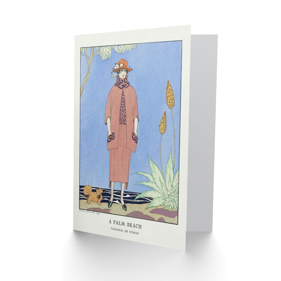 image 1 of George Barbier Art Card A Palm Beach Vintage Fashion Advert