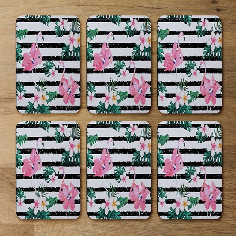 image 1 of Floral Flamingos (Coaster)