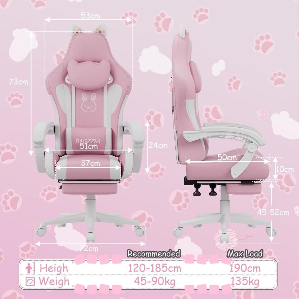 image 1 of Rattantree Ergonomic Gaming Chair with Massage Support & Footrest
