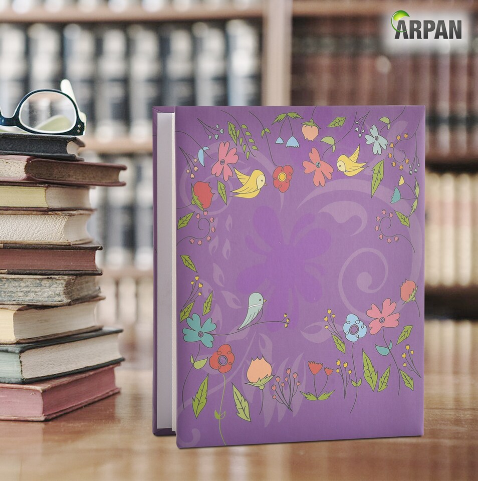 image 1 of ARPAN 6x4 Photo Album 200 Photos Slip In Picture Storage Book with Front Cover Window Plastic Jacket and CD/DVD Pocket | Purple | Purple Birds