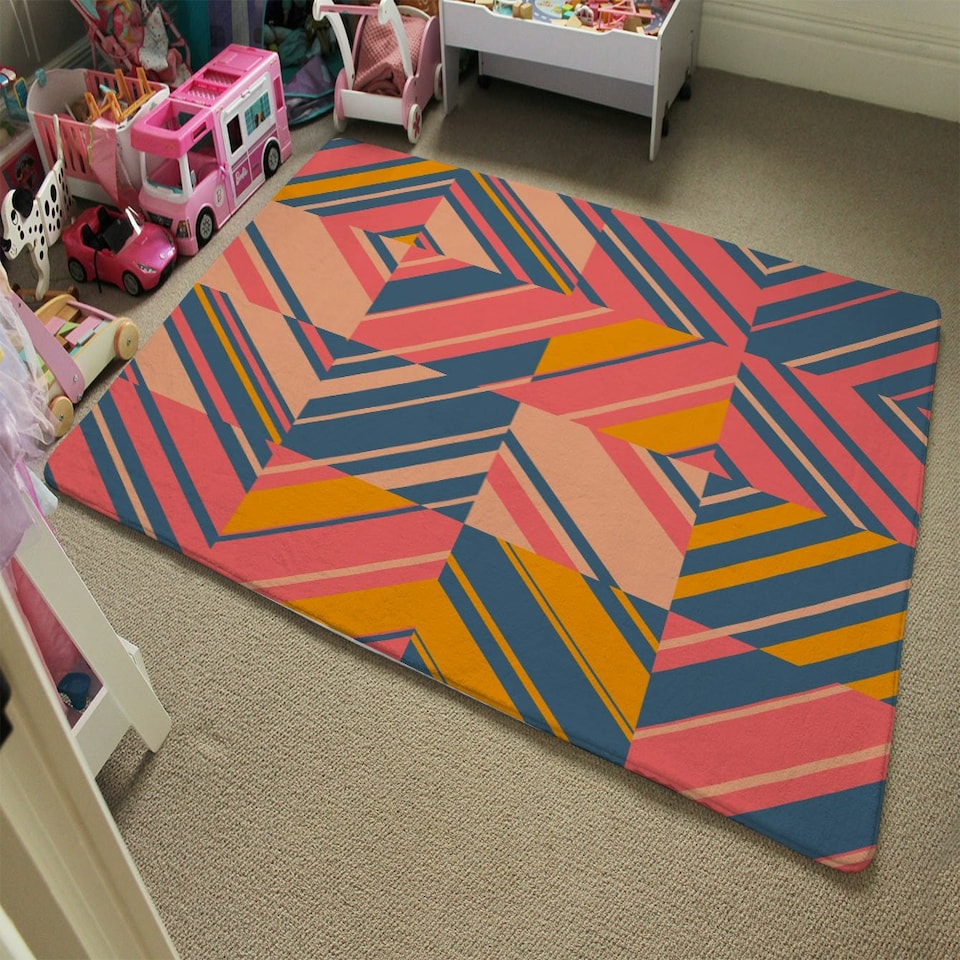 image 1 of Striped bright geometric pattern (Rug) Multi | Medium: 80x150cm