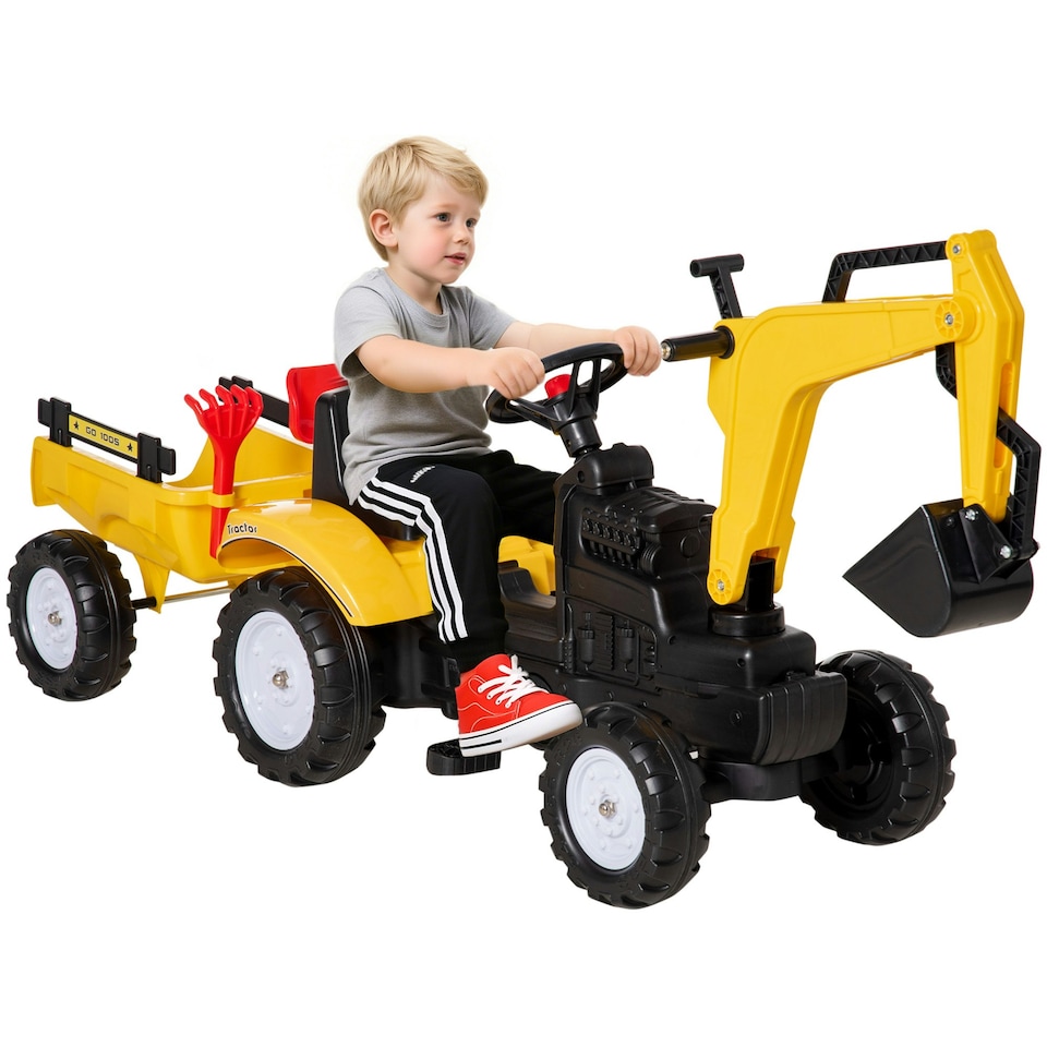 image 1 of HOMCOM Kids Pedal Go Kart Children Ride On Digger Tractor Toy Car For 3-6 Years