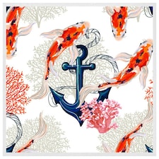 Anchor & fish (Picture Frame) White | XL