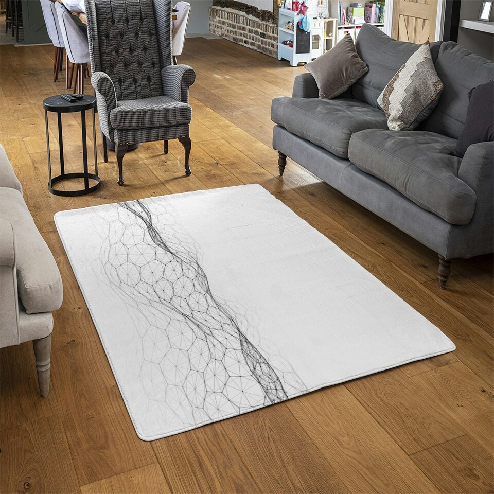 image 1 of futuristic digital landscape (Rug) White | Large: 140x200cm
