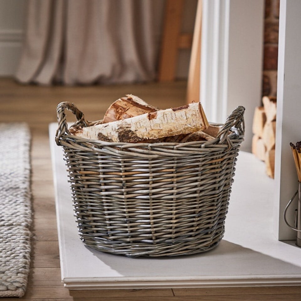 image 1 of Medium Lined Wicker Log Basket N/A