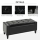 image 4 of HOMCOM 40x90cm PU Leather Storage Ottoman Bench Wood Frame w/ Tufting Feet Black