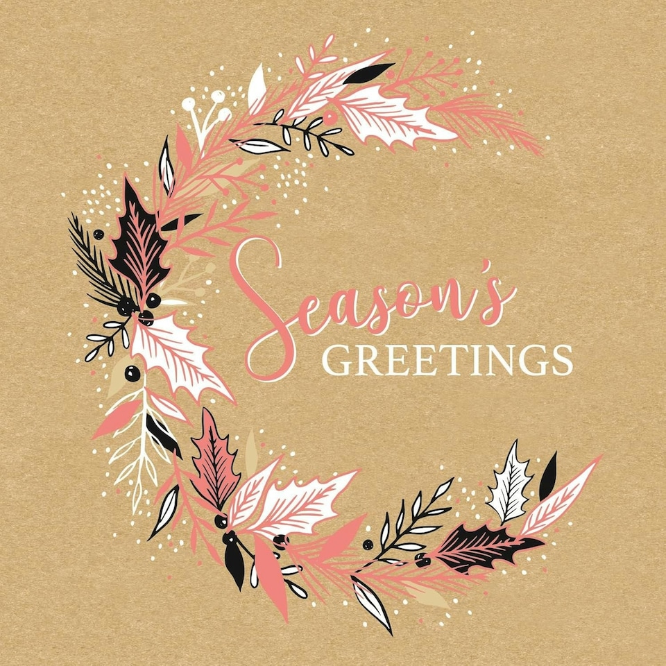 image 1 of Pack of 10 Mini Kraft Foliage Design Christmas Cards