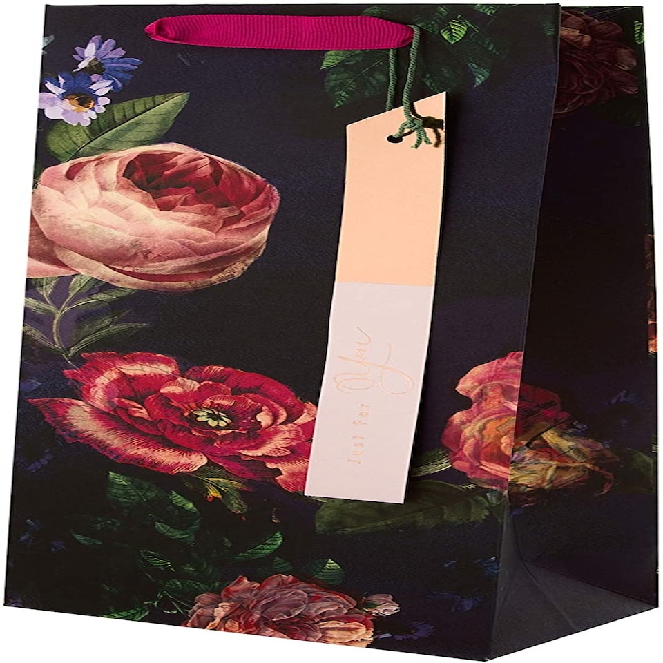 image 1 of Dark Floral Design Multi-Occasion Bottle Bag
