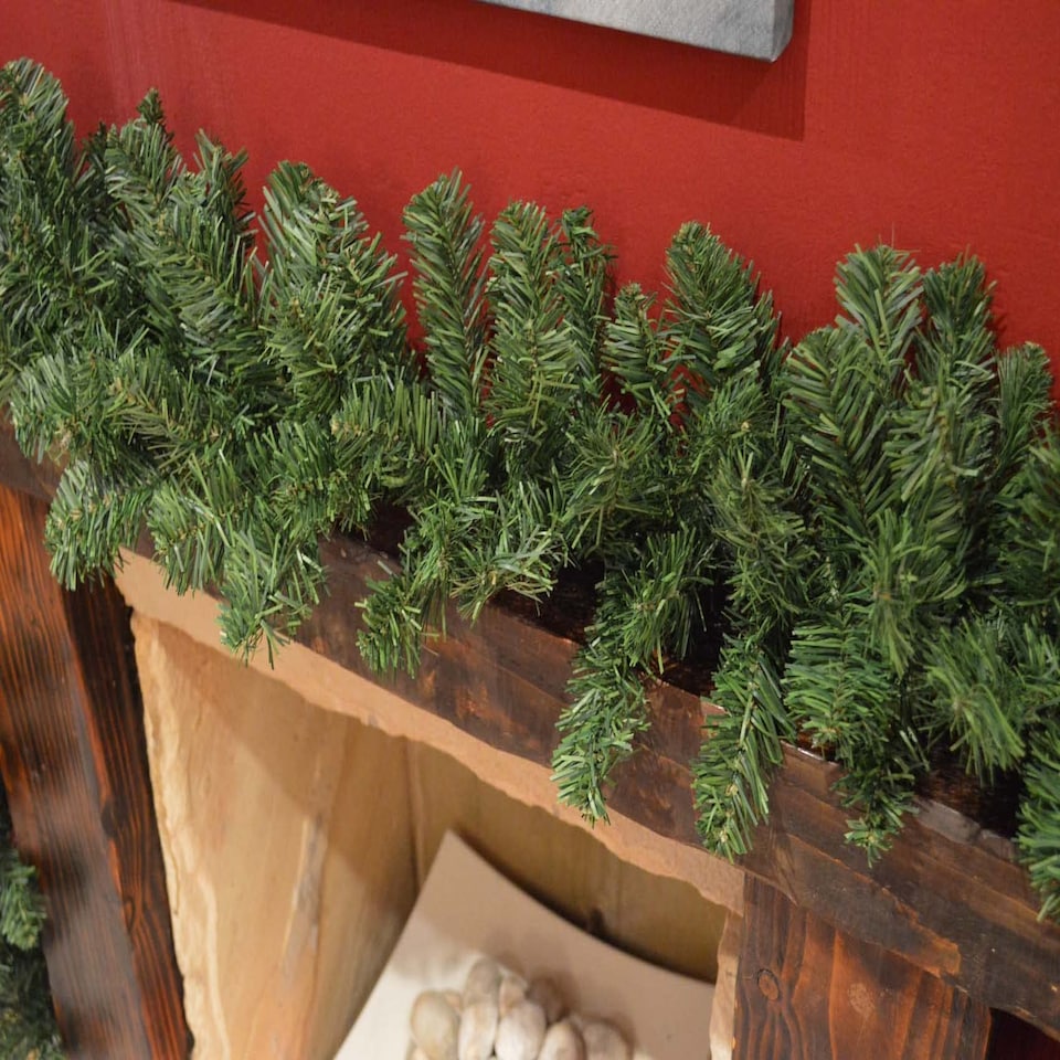 image 1 of 2 Pack 270cm (9ft) x 20cm Imperial Pine Christmas Garland Decoration Plain Green