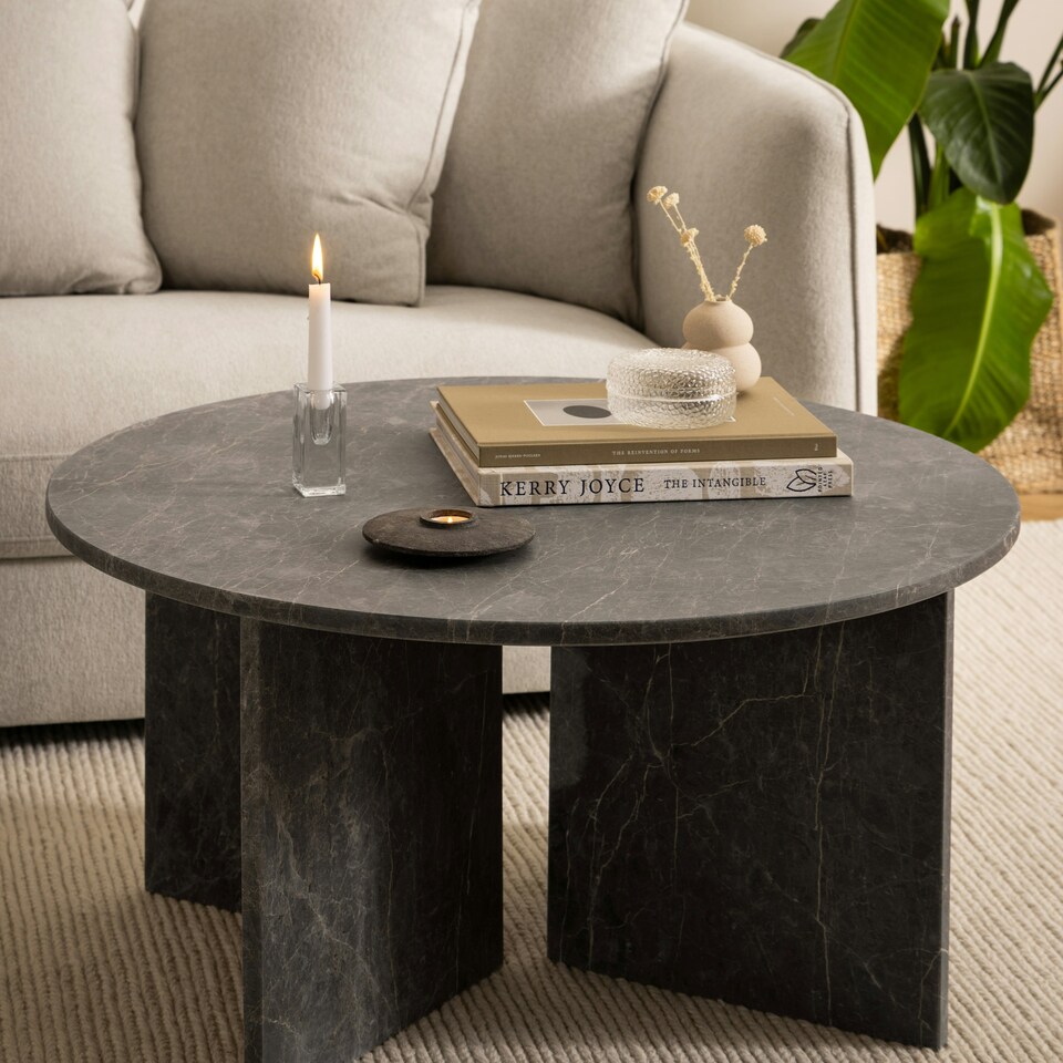 image 1 of Vega Round Coffee Table in Marron Marble