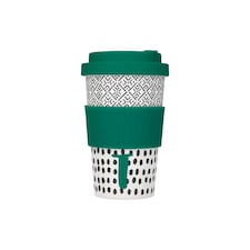 KitchenCraft 410ml Travel Mug, Bamboo Coffee Cup - Letter 'T' | Green | 410ml | 1