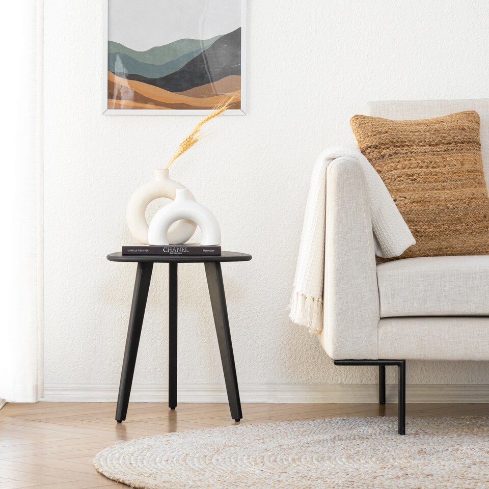 image 1 of MH London Armstrong Triangle Side Table Solid Mango Wood End Table