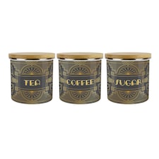 Vintage Glamour Tea, Coffee & Sugar Large Kitchen Canisters - Set of 3