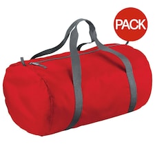 BagBase Packaway Barrel Bag / Duffle Water Resistant Travel Bag (32 Litres) (Pack of 2) - Classic red - One Size | Red | One Size