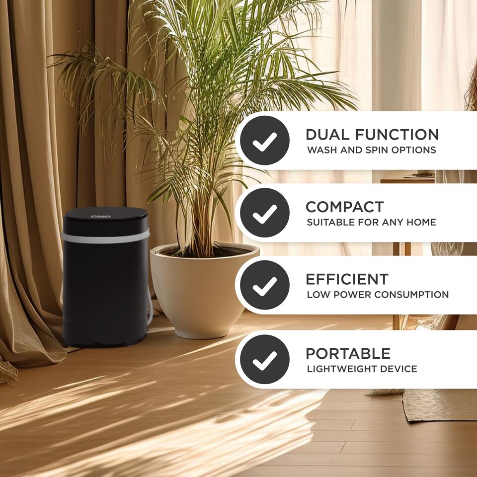 image 1 of DMD 2 In 1 Portable Washing Machine with Built in Spin Dryer 3kg Wash/2kg Spin