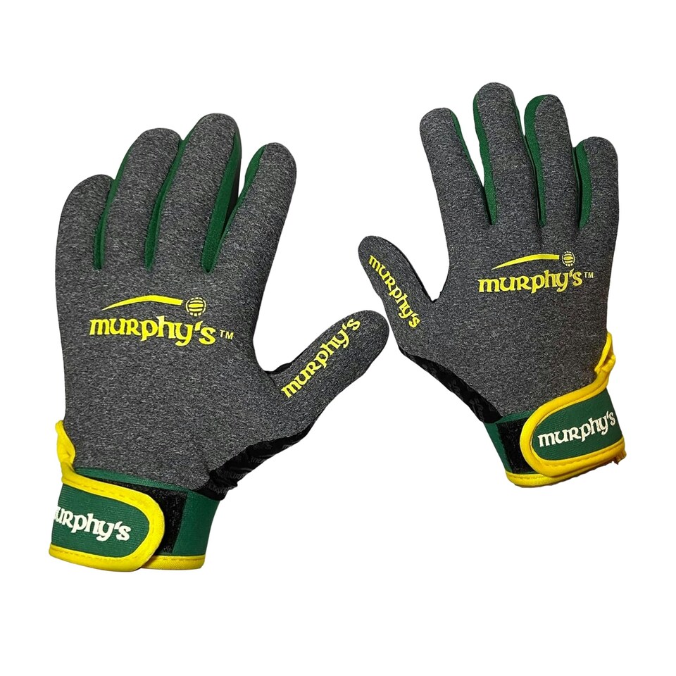 image 1 of Murphys Unisex Adult Contrast Gaelic Gloves - Grey/Green/Yellow - L