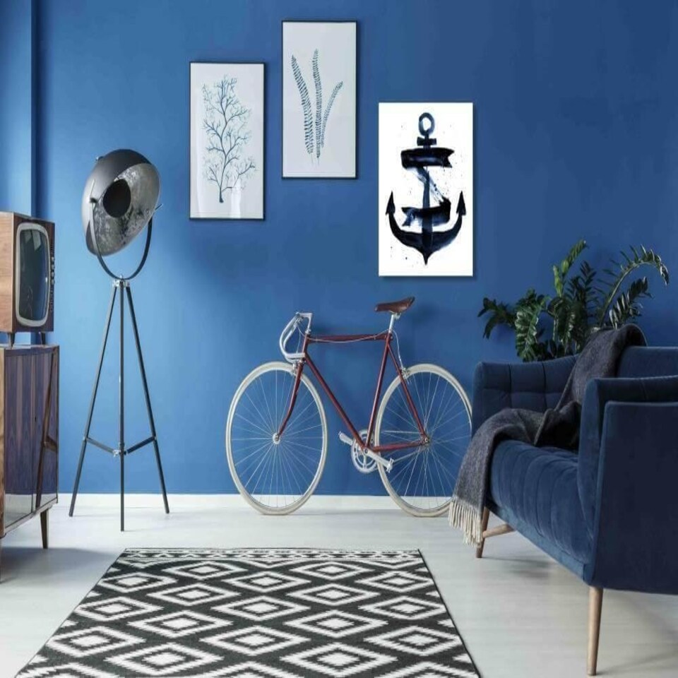 image 1 of Anchor Deep Blue (Canvas Prints) | Cream