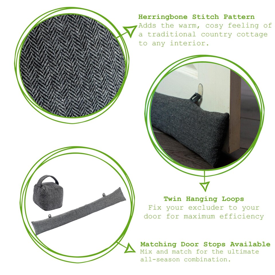 image 1 of Nicola Spring Herringbone Draught Excluders - 78.5cm - Star - Pack of 2