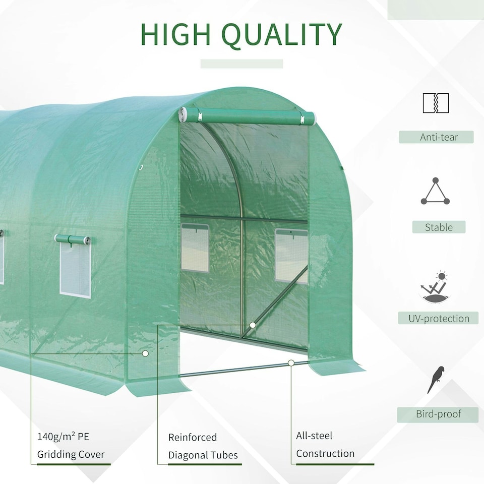 image 1 of Outsunny Greenhouse Polytunnel Walk-in Flower Plant Steel 4 x 2 M Outdoor