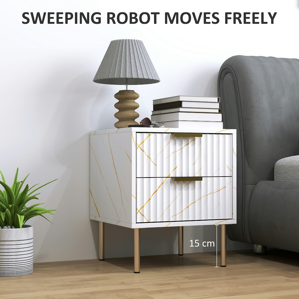 image 1 of HOMCOM Bedside Table Bedside Cabinet with 2 Drawers for Bedroom | White