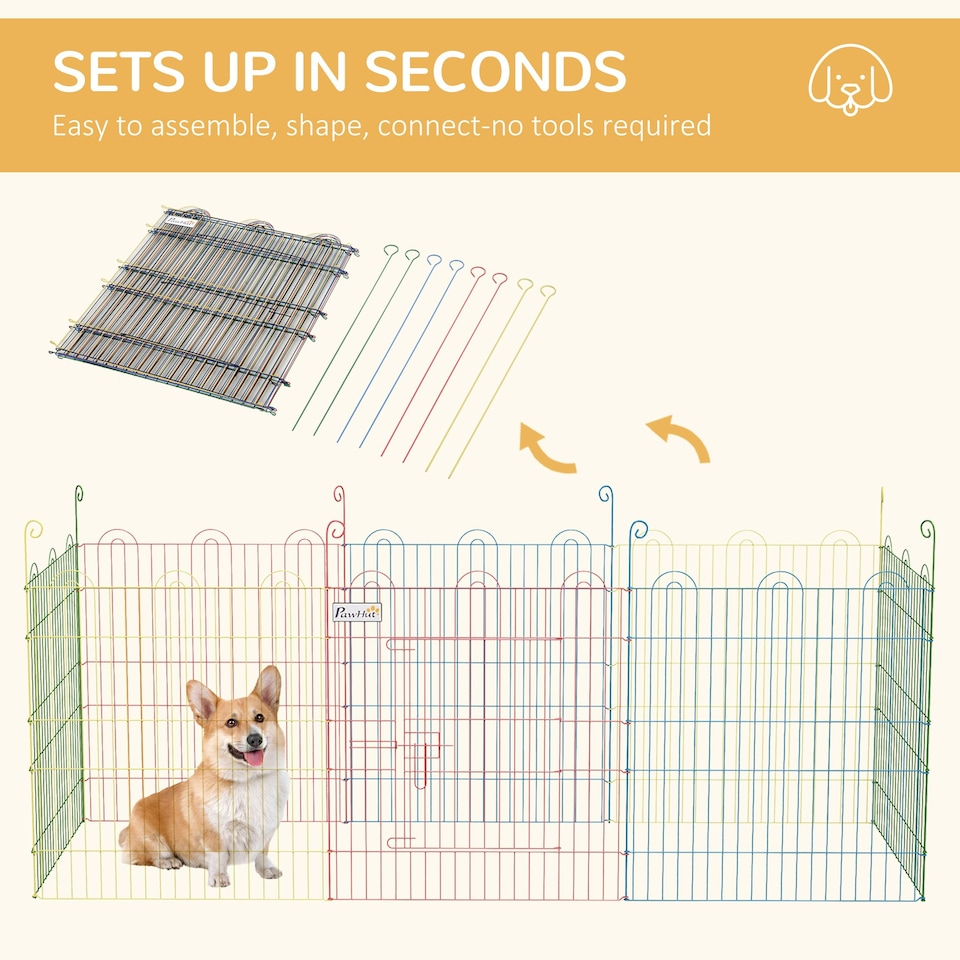image 1 of PawHut Pet Playpen Dog Puppy Crate Kennel w/ Door, 60H x Φ156cm