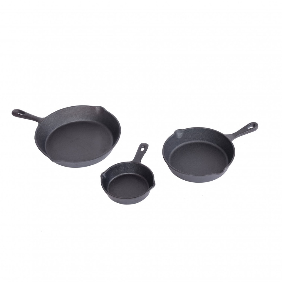 image 1 of Set of 3 Cast Iron Non Stick Skillet Frying Cooking Pans