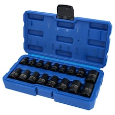 Female Impacted E Torx Star Sockets E5 - E24 3/8" and 1/2" Drive 17pc Set