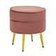 image 4 of Interiors by Premier Pink Velvet Round Footstool, Ottoman Small Footstool with Soft Upholstery, Velvet Pouffe for Home