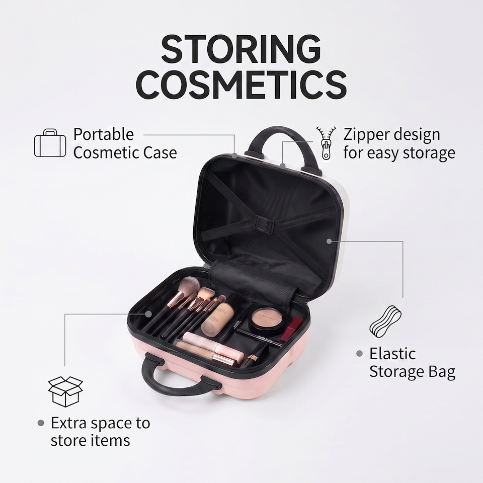 image 1 of Living and Home 2-Piece Geometric ABS Suitcase Set - Pink 20" & 14"