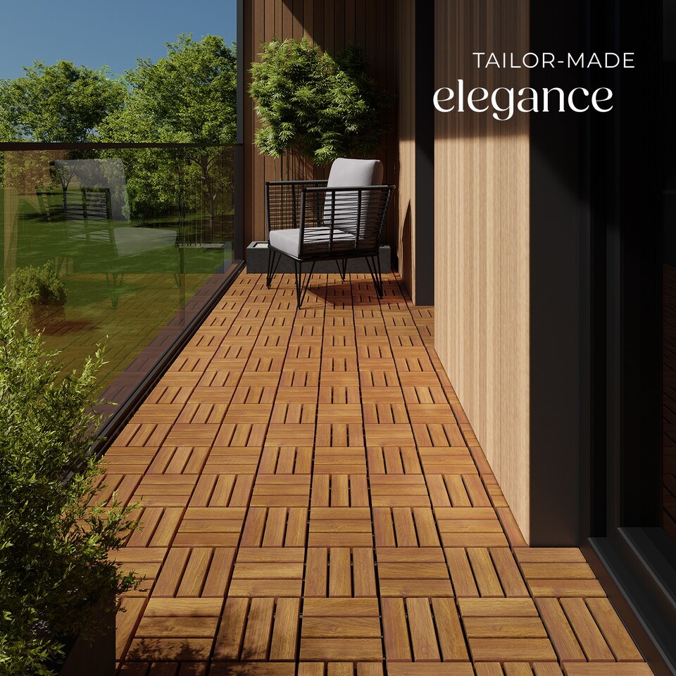 image 1 of Outdoor Tiles Tabula - easy click installation, acacia wood, weather-safe | Brown | brown | 31 x 31 x 2,20 cm | 20