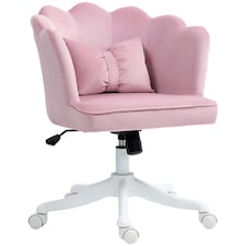 HOMCOM Armless Desk Chair Home Office Chair w/ Wide Seat Tilt Function Pink Pink