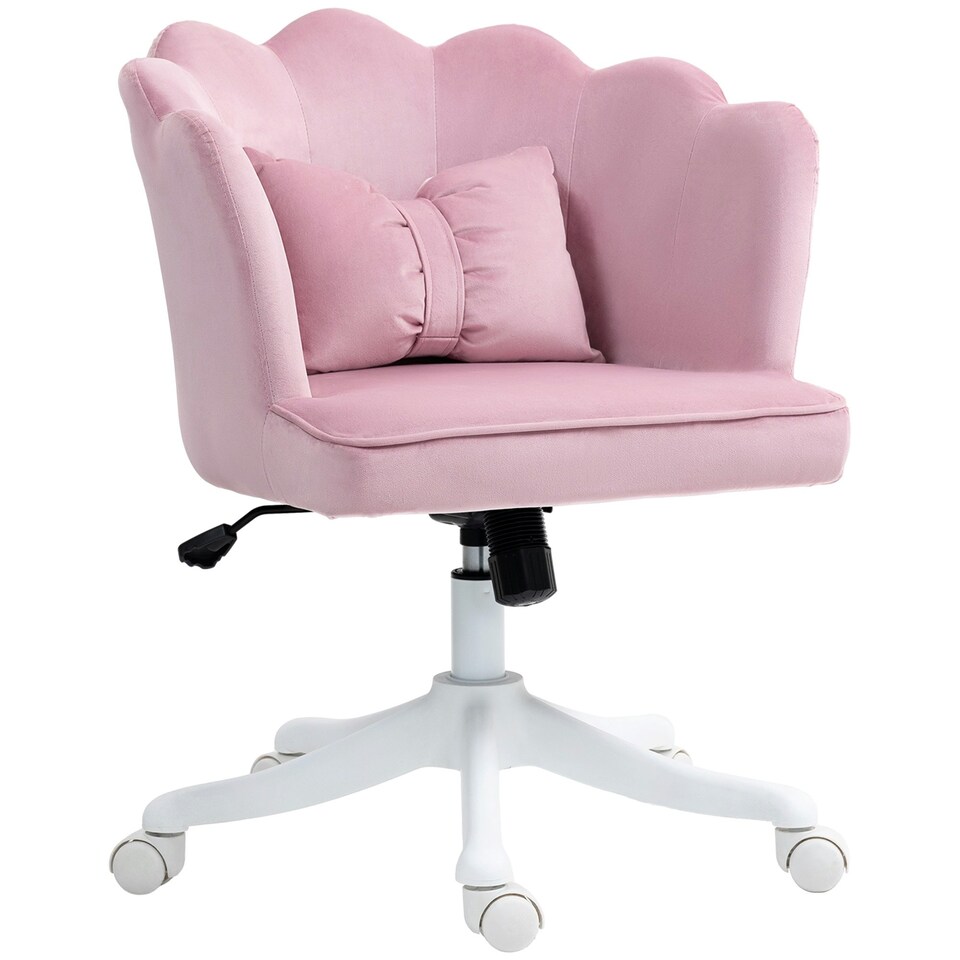 image 1 of HOMCOM Armless Desk Chair Home Office Chair w/ Wide Seat Tilt Function Pink Pink