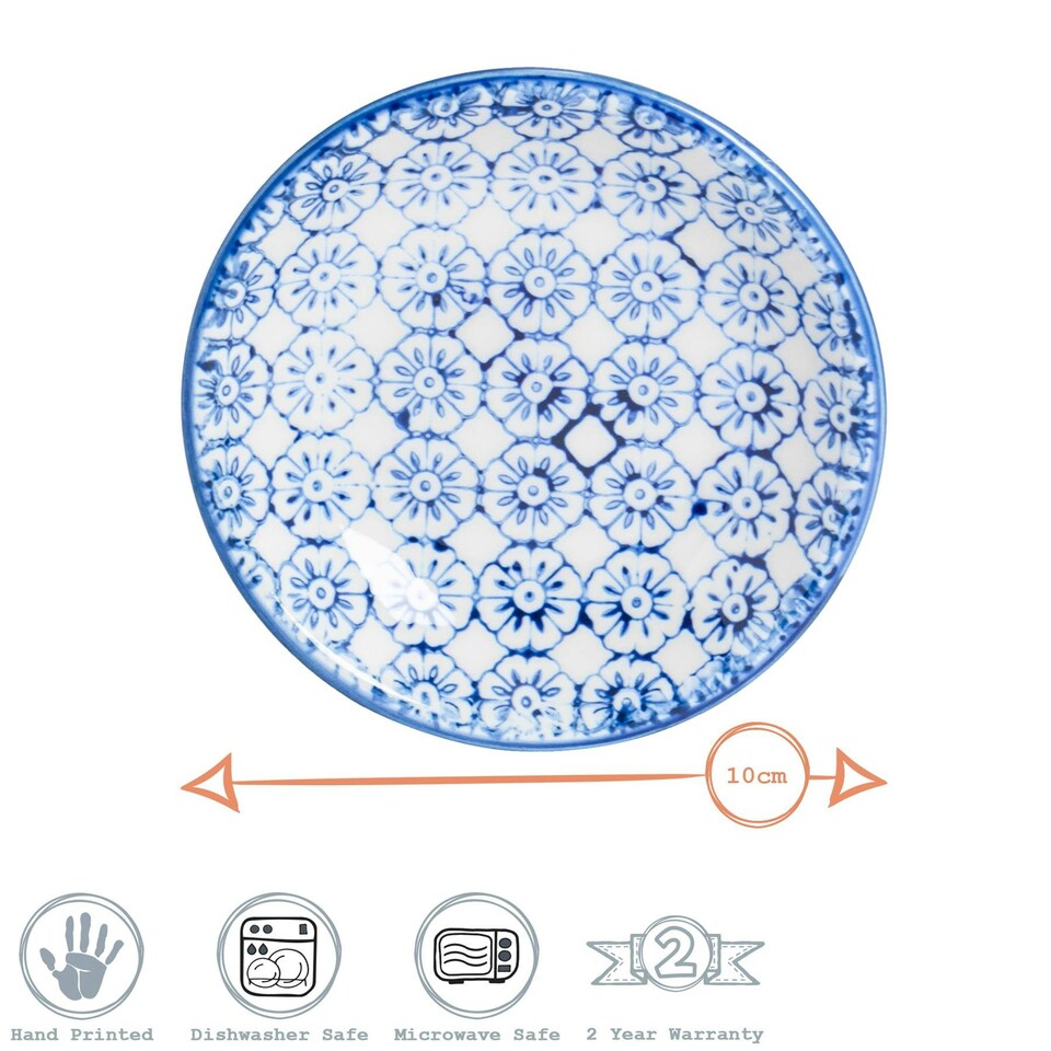 image 1 of Nicola Spring Hand-Printed Sauce Dishes - 10cm - Navy - Pack of 3 Blue