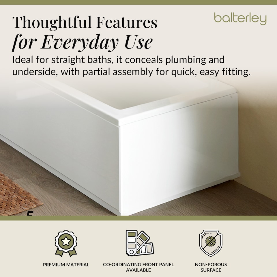 image 1 of 700mm MDF Bath End Panel & Plinth - Gloss White | White | Gloss White | 1