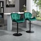 image 2 of HOMCOM Bar Stools Set Of 2, Luxurious Velvet-Touch Barstools with Metal Frame Footrest Round Base Triangle Indenting Moulded Seat Adjustable Height Swivel Green